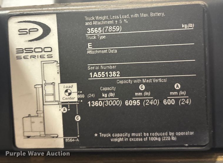 image for item EU0273 2019 Crown SP3520-30 order picker
