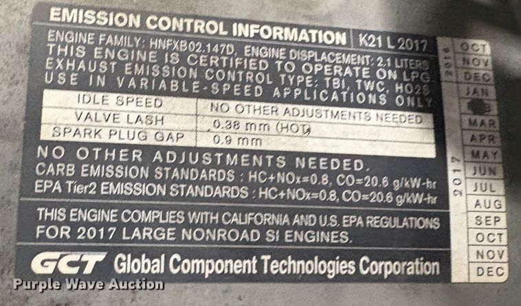 image for item EU0275 2016 UniCarriers PF50 forklift