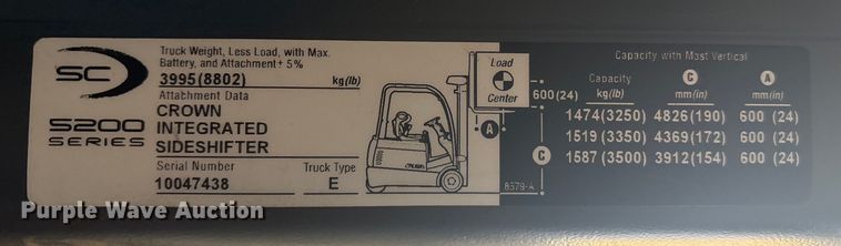 image for item EU0276 2017 Crown SC5225-35 forklift