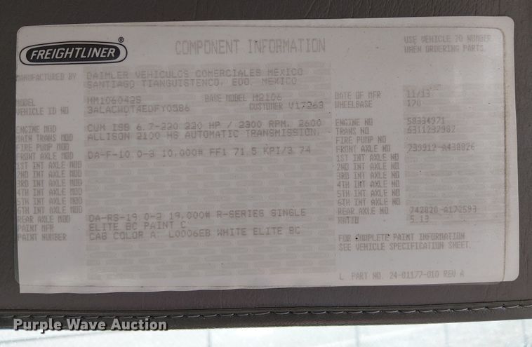 image for item EU2605 2014 Freightliner M2 delivery truck