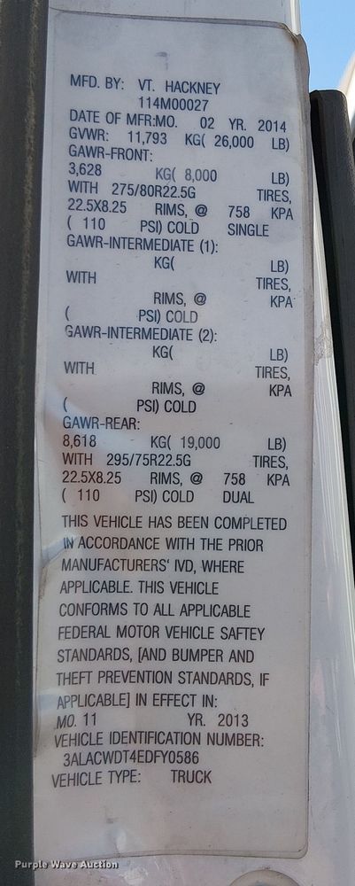 image for item EU2605 2014 Freightliner M2 delivery truck