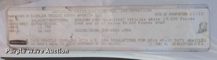 image for item EU2605 2014 Freightliner M2 delivery truck