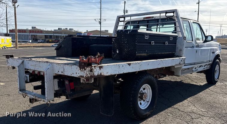 image for item EU4098 1995 Ford F250 Ext. Cab flatbed pickup truck