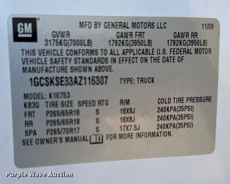 image for item EU4106 2010 Chevrolet Silverado 1500 Ext. Cab pickup truck