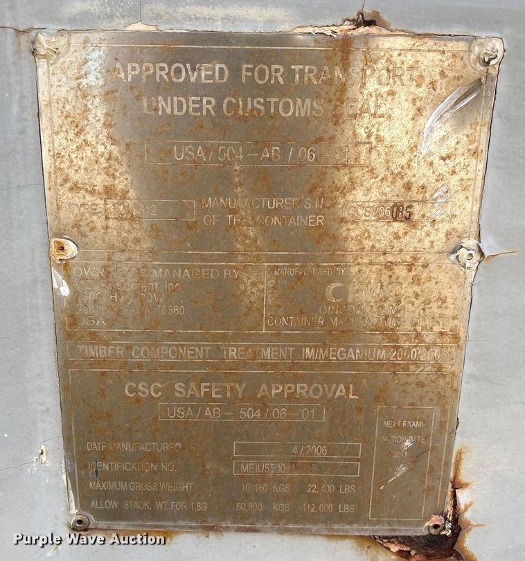 image for item EU7377 2003 CIMC 021NS12 shipping container