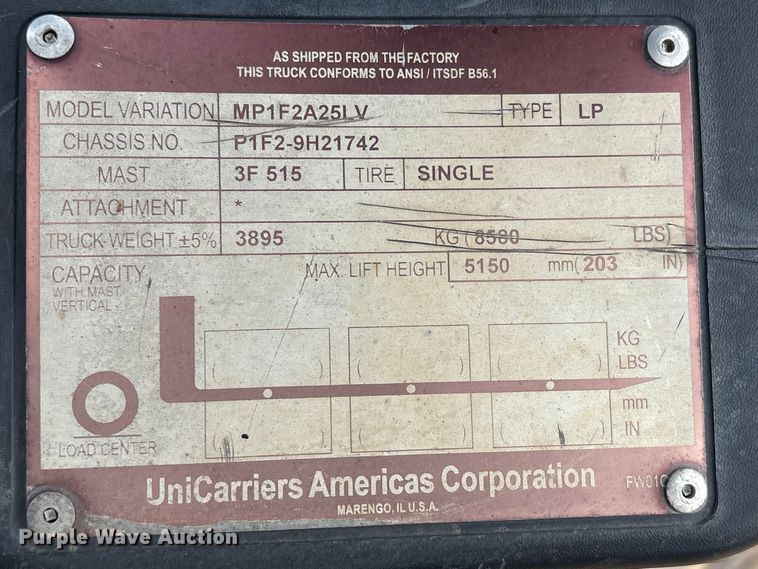 image for item EU7381 2016 UniCarriers PF50 forklift