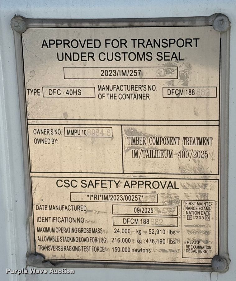 image for item EV2702 2025 shipping container