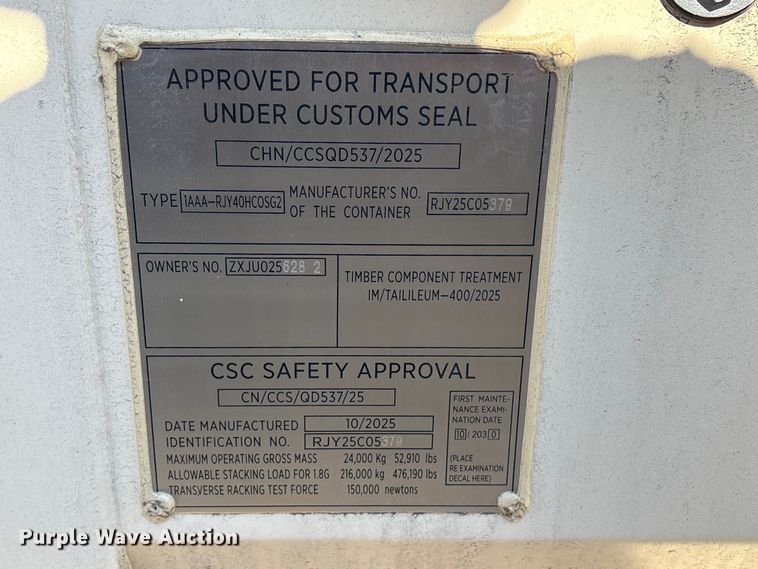 image for item EV2703 2025 shipping container