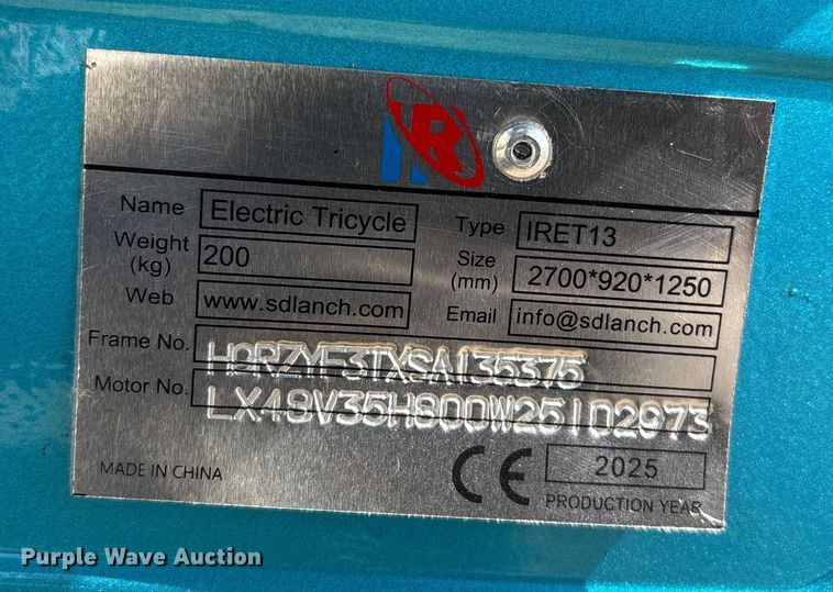 image for item EV2710 2025 IRanch IRET13 electric tricycle