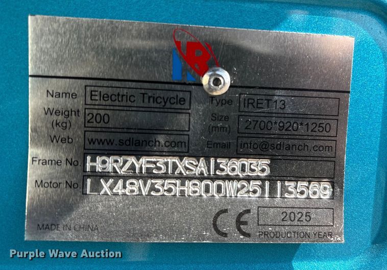 image for item EV2711 2025 IRanch IRET13 electric tricycle