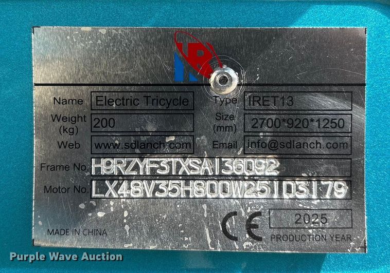 image for item EV2712 2025 IRanch IRET13 Electric tricycle