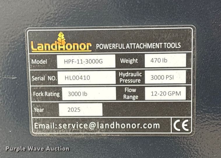 image for item EV2736 2025 Land Honor HPF-11-3000G skid steer forks