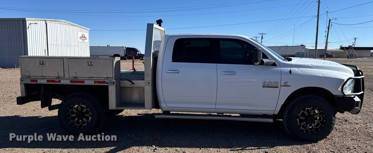 image for item FB0632 2017 RAM 3500 Crew Cab flatbed pickup truck