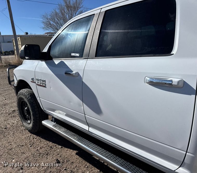 image for item FB0632 2017 RAM 3500 Crew Cab flatbed pickup truck