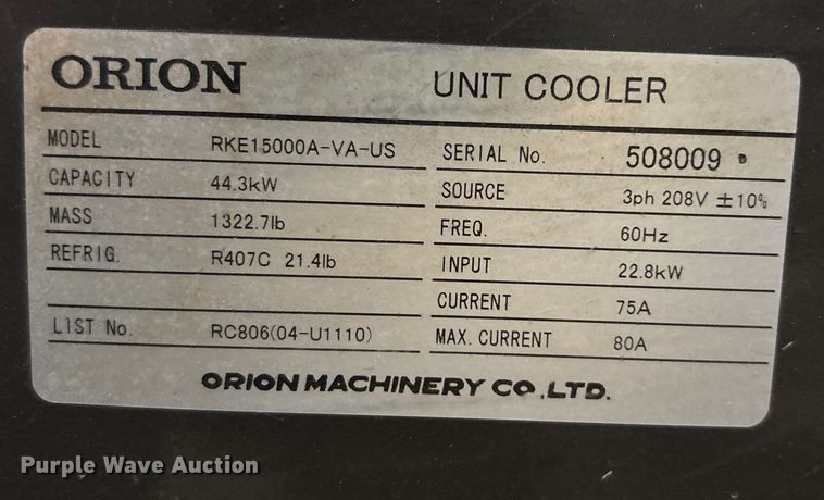 image for item FB0684 Orion RKE15000A-VA-US cooling unit