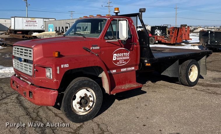 image for item FB0712 1994 Ford F600 flatbed truck