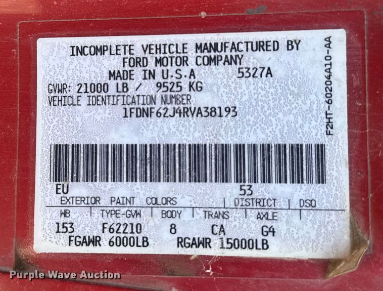 image for item FB0712 1994 Ford F600 flatbed truck