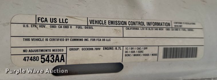 image for item FB0737 2016 RAM 2500 Crew Cab pickup truck