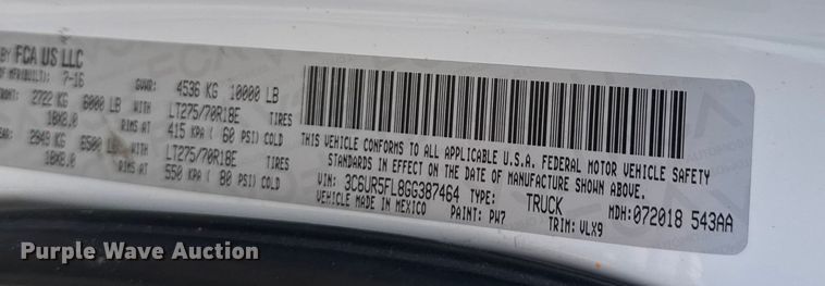 image for item FB0737 2016 RAM 2500 Crew Cab pickup truck