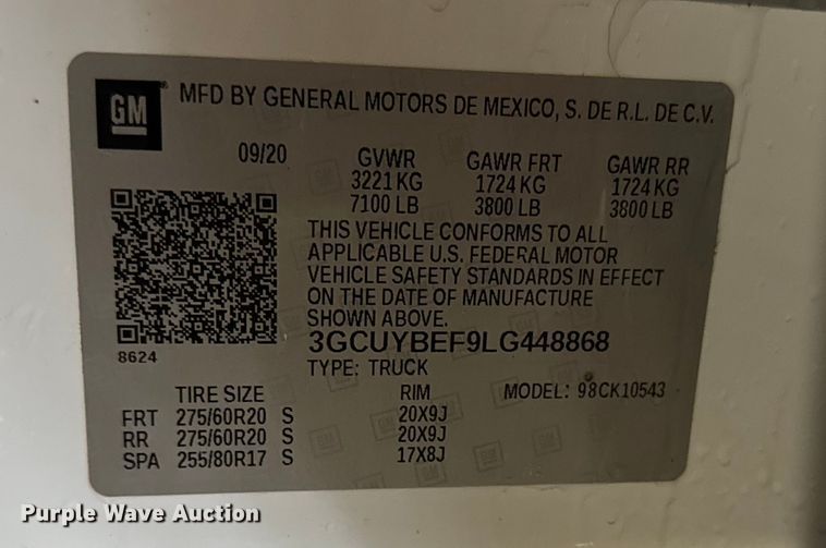 image for item FB0741 2020 Chevrolet Silverado 1500 Crew Cab pickup truck