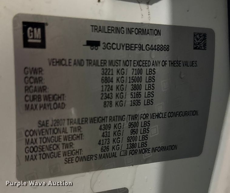 image for item FB0741 2020 Chevrolet Silverado 1500 Crew Cab pickup truck