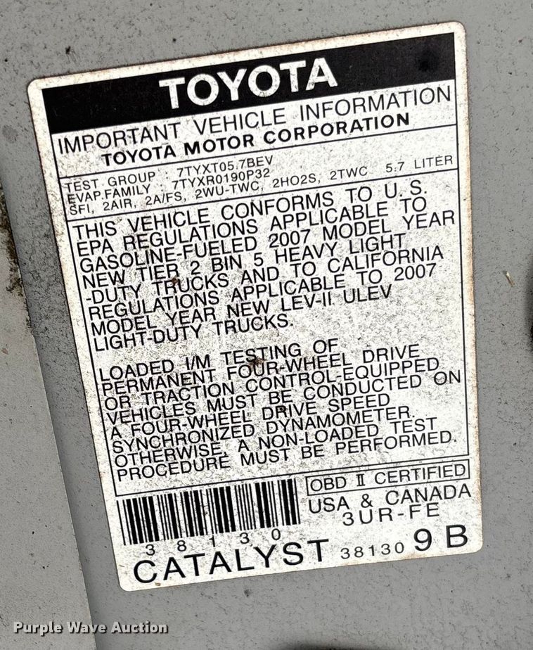 image for item FB2967 2007 Toyota Tundra SR5 Ext. Cab pickup truck