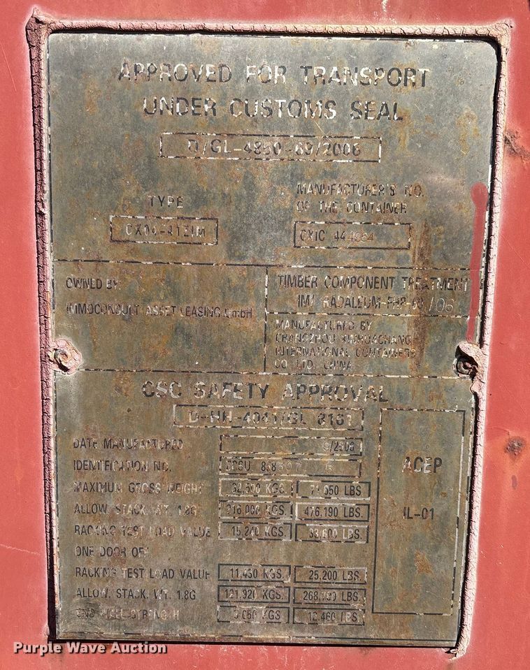 image for item FB2984 2006 Shipping container