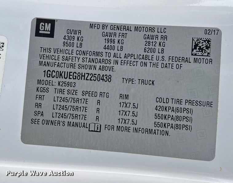 image for item FB2988 2017 Chevrolet Silverado 2500HD pickup truck