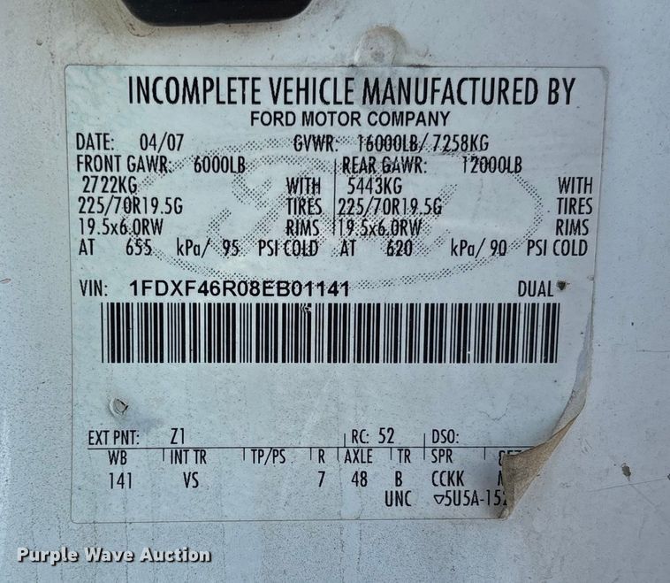 image for item FB3002 2008 Ford F450 Super Duty utility / service truck