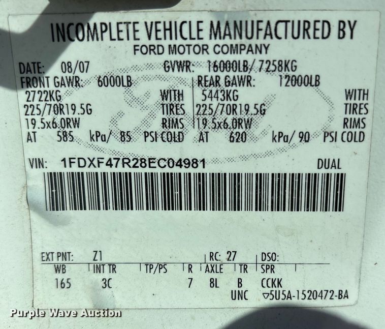 image for item FB3502 2008 Ford F450 Super Duty flatbed truck