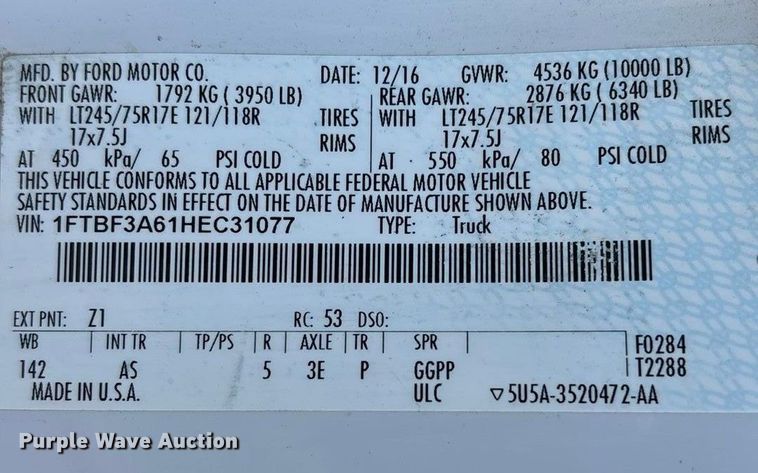 image for item FB3510 2017 Ford F350 Super Duty XL pickup truck