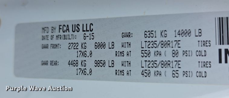 image for item FI0762 2015 Dodge Ram 3500HD utility bed pickup truck