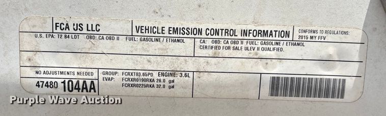 image for item FI1653 2015 RAM 1500 pickup truck