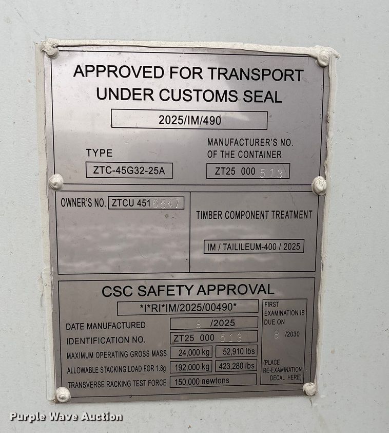 image for item FK1117 2025 ZTC-45G32-25A shipping container
