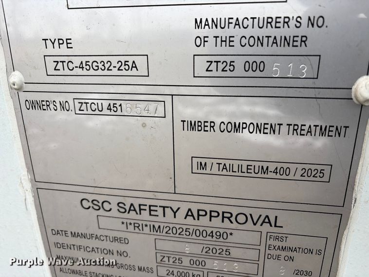 image for item FK1117 2025 ZTC-45G32-25A shipping container