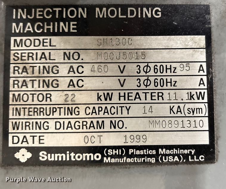 image for item FK1137 Sumitomo SH130C plastic injection molding machine