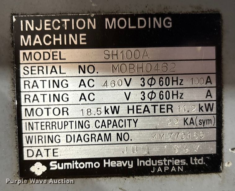 image for item FK1138 Sumitomo SH100A plastic injection molding machine