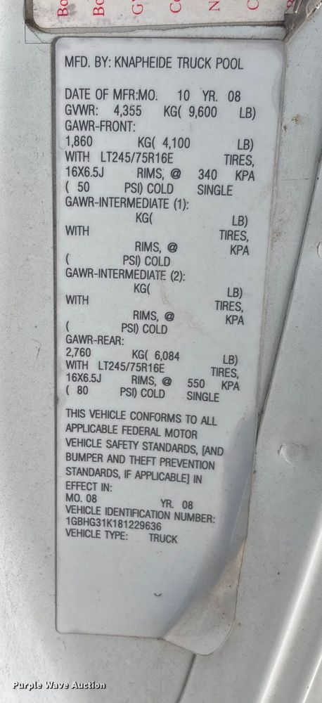 image for item FO3523 2008 Chevrolet Express G3500 utility van