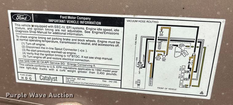image for item FO3526 1992 Ford F150 Ext. Cab pickup truck
