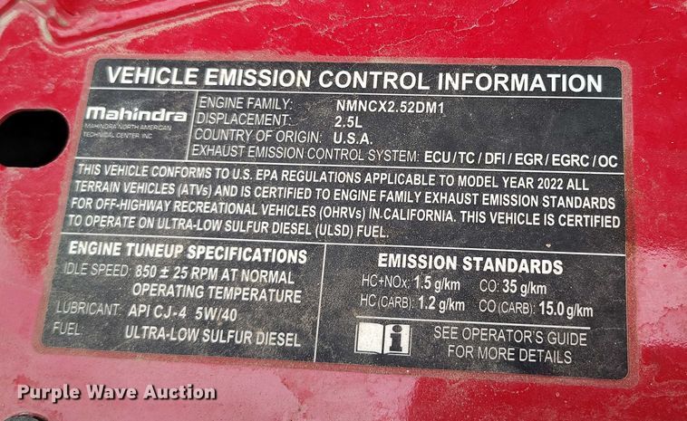 image for item IH9428 2022 Mahindra Roxor utility vehicle