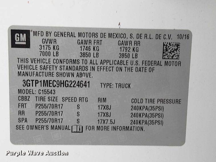 image for item YA1773 2017 GMC Sierra 1500 Crew Cab pickup truck