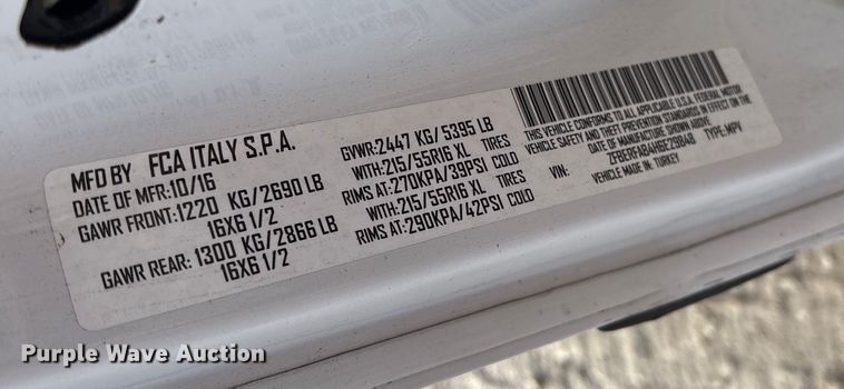 image for item YA1929 2017 RAM Promaster City van