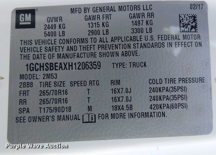 image for item YA2123 2017 Chevrolet Colorado Ext. Cab pickup truck