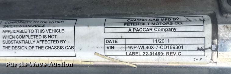 image for item DQ4254 2012 Peterbilt 388 vacuum truck