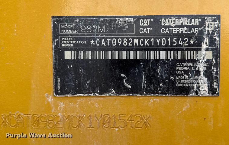 image for item DQ4342 2017 Caterpillar 982M wheel loader
