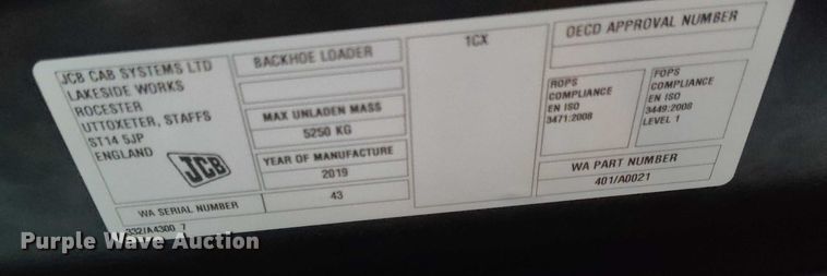 image for item DT0887 2019 JCB 1CXT HF compact tracked backhoe