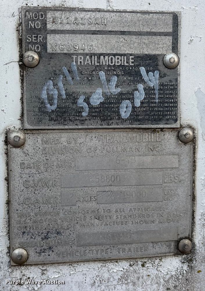 image for item DT4992 1973 Trailmobile A11A1SAH dry van trailer