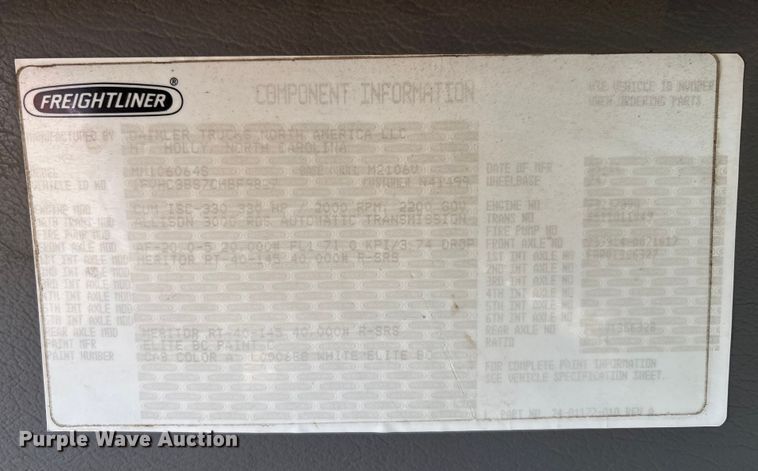 image for item DU0380 2012 Freightliner Business Class M2 sewer jetter truck