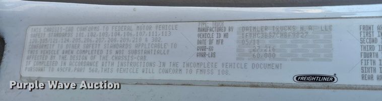 image for item DU0380 2012 Freightliner Business Class M2 sewer jetter truck