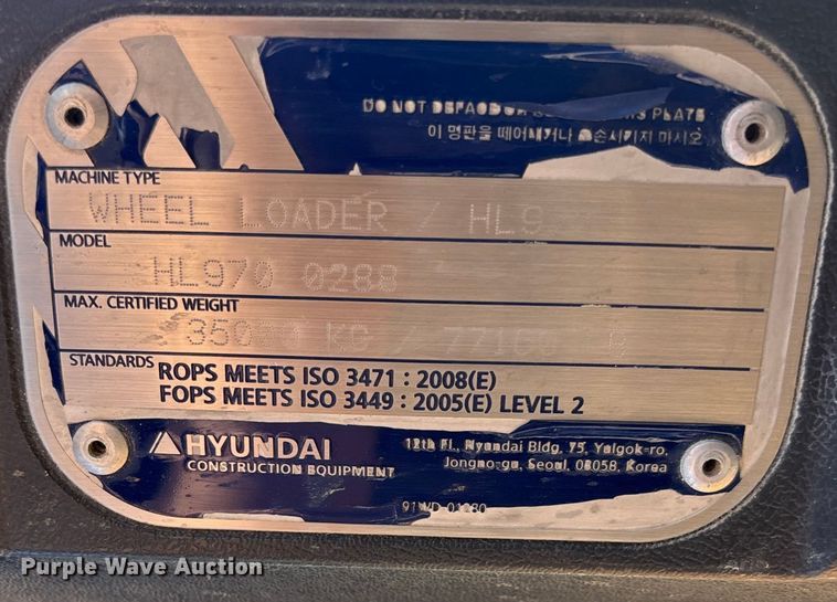 image for item DU0384 Hyundai HL970 wheel loader